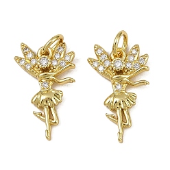 Настоящее золото 18K Латунные микро проложить кубического циркония подвески, танцор, долговечный, без кадмия и без свинца, стойки покрытие, с целью перехода в кольце, реальный 18 k позолоченный, 17x10.5x2.5 мм, отверстие : 3.2 мм