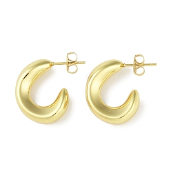 Real 18K Gold Plated Ion Plating(IP) 304 Stainless Steel Stud Earrings for Women, Toroidal, Real 18K Gold Plated, 22.5x6mm