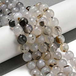 Светло-серый Граненые естественно агат бисер пряди, круглые, окрашенная и подогревом, светло-серый, 12 мм, отверстие : 1.6 мм, около 31 шт / нитка, 14.76'' (37.5 см)