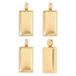 Golden 4Pcs 304 Stainless Steel Pendants, Imitation Golden Brick Charm, Golden, 21.5x9x4.5mm, Hole: 3mm