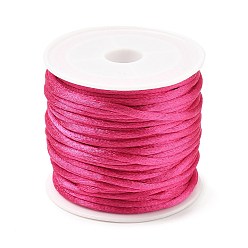 Фуксин Макраме Rattail китайские шнуры узел приготовления круглый нейлон плетеный строк темы, атласный шнур, фуксиново-красные, 2 мм, около 10.93 ярдов (10 м) / рулон