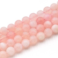 Pink Природного кварца нитей бисера, окрашенные, круглые, имитация морганита, розовые, 8~8.5 мм, отверстие : 0.9~1 мм, около 45~47 шт / нитка, 14.96~15.35 дюйм (38~39 см)