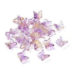 Лиловый Прозрачные стеклянные кабошоны, 3 в форме бабочки, сирень, 7x7.5x3.5 мм