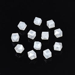 Creamy White ABS Plastic Imitation Pearl Beads, Cube, Creamy White, 4x4x4mm, Hole: 1.2mm, about 16700pcs/500g