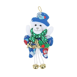 Медведь Рождественские бархатные подвески с колокольчиком, для подвесного украшения елки, человек-снеговик-бабочка, медведь, 198x92 мм