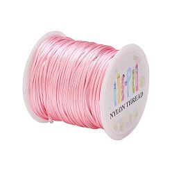 Pink Nylon Thread, Rattail Satin Cord, Pink, 1.0mm, about 76.55 yards(70m)/roll