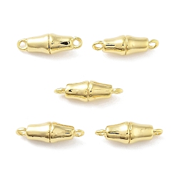 Настоящее золото 18K Прелести соединителя сплава, бамбуковые соединительные звенья, реальный 18 k позолоченный, 18x6 мм, отверстие : 1.4 мм