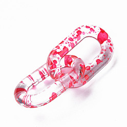 Crimson Transparent Acrylic Linking Rings, Quick Link Connectors, for Cable Chains Making, Oval, Crimson, 27x16.5x4mm, Inner Diameter: 7.5x18mm