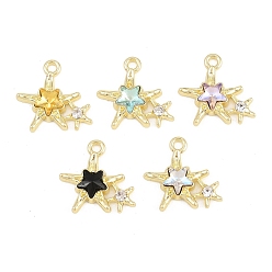 Золотой Подвески из сплава и страз, звезды прелести, разноцветные, золотые, 16x17x4 мм, отверстие : 1.8 мм