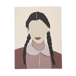 Brown Cardboard Jewelry Display Cards, for Hanging Earring & Ear Stud Display, Rectangle, Women Pattern, Brown, 8x6x0.04cm, Hole: 1.5mm