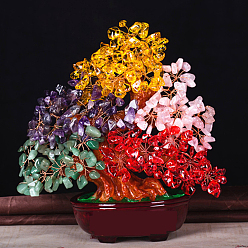 Смешанные камни Елочные украшения из натуральных смешанных драгоценных камней, смола украшения дома дисплей, энергетический камень рейки для исцеления, 230x120x280 мм