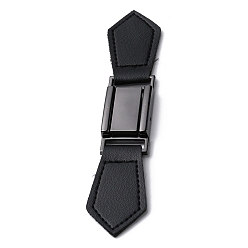 Gunmetal PU Leather Buckles, Tab Closures, Cloak Clasp Fasteners, with Alloy Findings, Gunmetal, 143x28x3~7.5mm