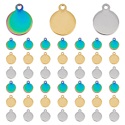 (52) Непрозрачная лаванда 90 шт 3 цвета 304 подвески из нержавеющей стали, плоский круглый шарм, разноцветные, 12.5x10x1 мм, отверстие : 1.4 мм, 30 шт / цвет