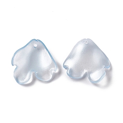 Небесно-голубой Подвеска из гальванического стекла, подвески из цветочных лепестков, голубой, 20x19x4 мм, отверстие : 1.2 мм