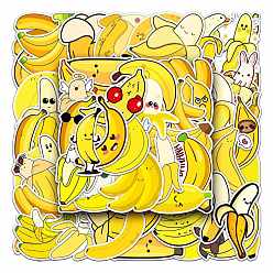 Банан Водонепроницаемые наклейки из ПВХ, для чемодана, скейтборде, холодильник, шлем, оболочка мобильного телефона, банановый узор, 55~85 мм, 50 шт / пакет