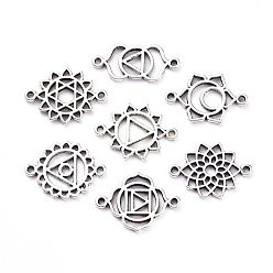 Antique Silver Tibetan Style Alloy Links connectors, Chakra, Cadmium Free & Lead Free, Antique Silver, 20x14x1.5mm, Hole: 1.2mm, 10pcs/set