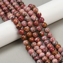 Родонит Природные родонит бисер нитей, круглые, 10 мм, отверстие : 0.7 мм, около 38 шт / нитка, 15.24'' (38.7 см)