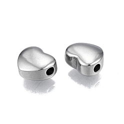 Edelstahl Farbe Anlaufgeschützt 304 Edelstahlperlen, Herz, Edelstahl Farbe, 11x12x6 mm, Bohrung: 2 mm