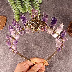 Аметист Резинки для волос из натурального аметиста, резинки для волос в виде короны пчел, для женщин девушек, 350x150 мм