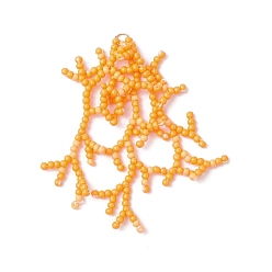 Оранжевый Подвески из кораллов ручной работы из стеклянных бусин, с 304 петлей из нержавеющей стали с открытыми кольцами, оранжевые, 42x25x2.5 мм, отверстие : 2.5 мм