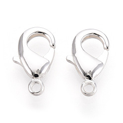 Посеребрённый Карабин-лобстеры, латунные, долговечный, без никеля , 925 серебро покрытием, 15x9x3 мм, отверстие : 1.8 мм