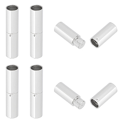 Stainless Steel Color 8 Sets 304 Stainless Steel Bayonet Clasps, Column, Stainless Steel Color, 21x5mm, Hole: 4mm