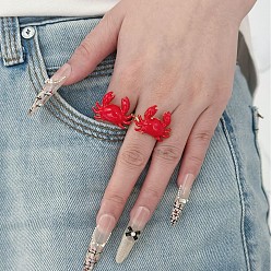 Краб Латунные эмалевые манжеты для женщин, золотые, краб, 18x24 мм