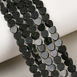 Grüne Goldstone Kunst grün goldstone Perlen Stränge, Herz, 6x6x3 mm, Bohrung: 0.9 mm, ca. 65 Stk. / Strang, 14.25'' (36.2 cm)