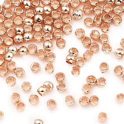 Розовое Золото Зажимные бусины из латуни, розовое золото , 2x1.5 мм, отверстие : 1 мм