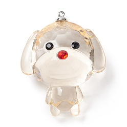 Персиковый Слойка Прозрачные акриловые горный хрусталь большие подвески, со сплавочной фурнитурой, собака, розовые, 52x42x30 мм, отверстие : 1.6 мм