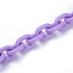 Purple Acrylic Handmade Cable Chains, Oval, Purple, 19x14x4mm, about 23.62 inch(60cm)/strand