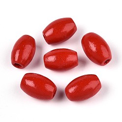 Красный Окрашенные распылением деревянные бусины Schima, рис, красные, 12~12.5x7.5~8.5 мм, отверстие : 2~2.5 мм