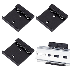 Черный 4шт. алюминиевый кронштейн для монтажа на DIN-рейку, универсальный зажим для крепления на DIN-рейку, чёрные, 47x43x9 мм, отверстие : 3.5 мм