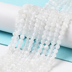 Rainbow Moonstone Бусины из натурального радужного лунного камня, граненые, круглые, 3.5 мм, отверстие : 0.6 мм, около 112~115 шт / нитка, 15.43''~15.55'' (39.2~39.5 см)