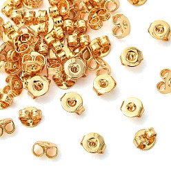 Real 18K Gold Plated SHEGRACE Brass Earring Nuts, Friction Ear Nuts, Cadmium Free & Lead Free & Nickel Free, Real 18K Gold Plated, 4.5x5x3mm, Hole: 0.6mm