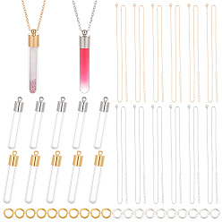 Платиновый & Золотой Набор для самостоятельного изготовления ожерелья из пустой бутылки желаний, включая подвески для стеклянных бутылок, изготовление ожерелий из железных тросовых цепей, Перейти латунные, платиной и золотом, 52 шт / комплект