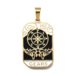 Другие Таро 304 эмалевые подвески из нержавеющей стали, ионное покрытие (ip), реальный 18 k позолоченный, компас, 32x19.5x2 мм, отверстие : 7x3.5 мм