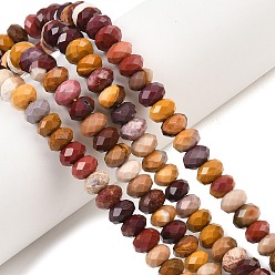 Моокаит Природные mookaite бисер нитей, рондель, граненые, 7.5~8.5x4.8~6 мм, отверстие : 1 мм, около 68~76 шт / нитка, 14.96~15.35'' (38~39 см)