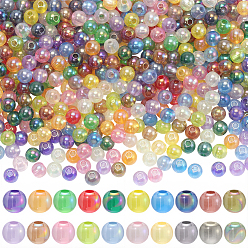(52) Непрозрачная лаванда 1200 шт 20 цвета прозрачные акриловые бусины, с покрытием AB цвета, круглые, разноцветные, 6x5 мм, отверстие : 1.8 мм, 60 шт / цвет