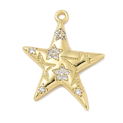 Настоящее золото 18K Стойка металлическая латунная микропрофилированная кубическая циркония подвески, долговечный, без свинца и без кадмия, звезды прелести, реальный 18 k позолоченный, 25x19x2 мм, отверстие : 1.8 мм