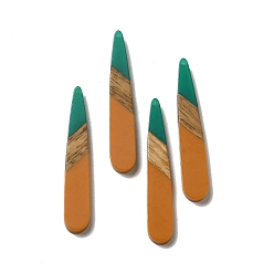 Коричневый Подвески из непрозрачной смолы и ореха, слезинки, коричневые, 43.5~44x7.5x3 мм, отверстие : 1.5 мм