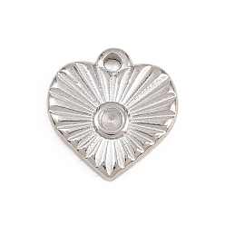 Нержавеющая Сталь Цвет 304 Настройки горный хрусталь из нержавеющей стали кулон, фактурные подвески в виде сердечек, цвет нержавеющей стали, 12x11.5x2 мм, отверстие : 1.4 мм, пригодный для стразов 1.4 мм