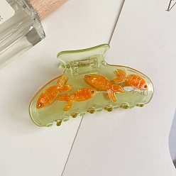 Желто-Зеленый Заколки для волос в форме когтей из ацетата целлюлозы, рыба, желто-зеленый, 90x45 мм