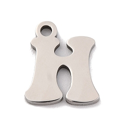 Letter H Не тускнеющие 201 подвески из нержавеющей стали, лазерная резка, буквенное очарование, Письмо ч, 10.5x9x1 мм, отверстие : 1.2 мм