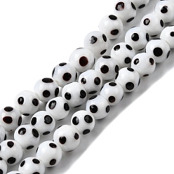 Белый Бусины лэмпворк , круглый в горошек, белые, 8~9x7~8 мм, отверстие : 1.8 мм, около 45 шт / нитка, 12.99'' (33 см)
