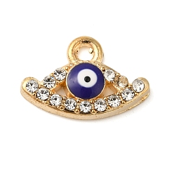 Eye Подвески из сплава эмали и стразов, золотые, злые глаза, глаз, 10.5x16x2.5 мм, отверстие : 1 мм