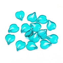 Темный Голубой Прозрачные стеклянные амулеты, лепестковая форма, темные голубые, 15x12x4.5 мм, отверстие : 1 мм