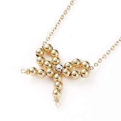 Platinum & Golden Brass Pendant Necklaces, with Cable Chains and Spring Ring Clasps, Bowknot, Platinum & Golden, 20.86 inch(53cm)