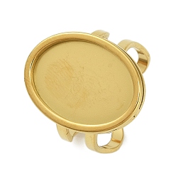 Настоящее золото 18K 304 из нержавеющей стали компоненты кольца, Настройки колодки кольцо, овальные, ионное покрытие (ip), реальный 18 k позолоченный, лоток : 25x18 мм, овальный : 28x21 mm, внутренний диаметр: 18 мм