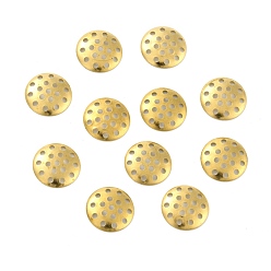 Raw(Unplated) Brass Sieve Findings, Flat Round with Hole, Raw(Unplated), 12x1.5mm